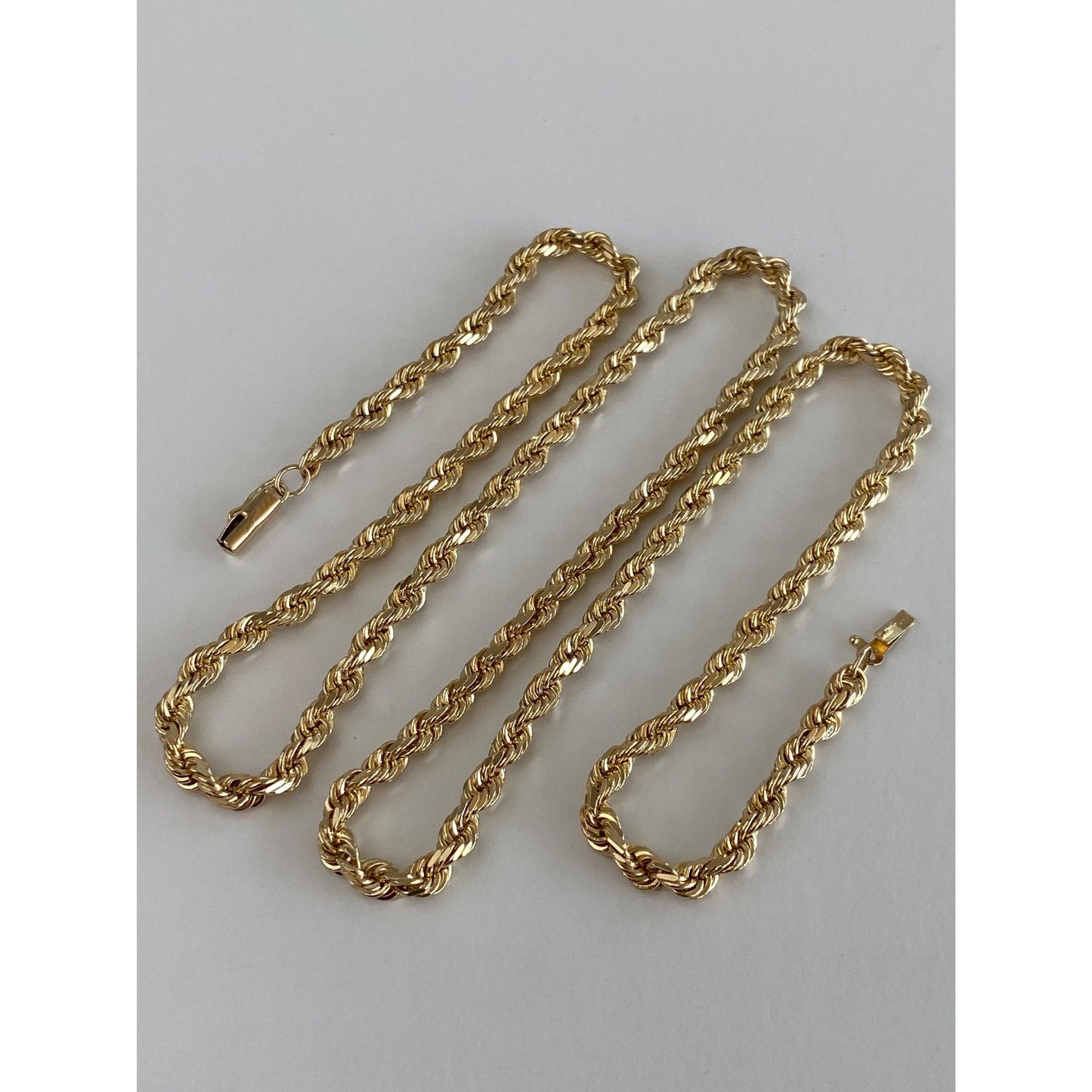 Vintage Solid 14k Yellow Gold Rope Chain Necklace - 24 inches