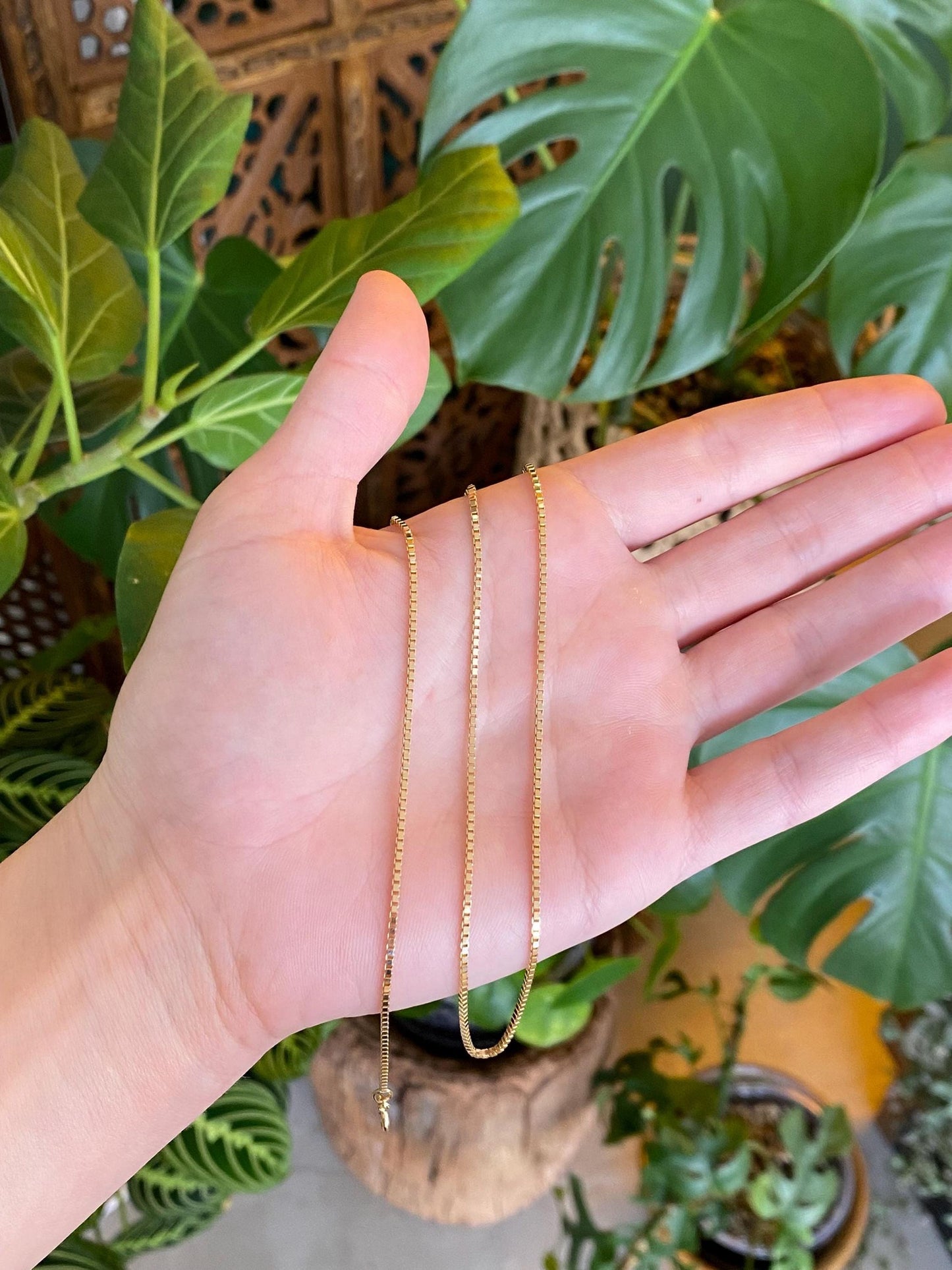 Vintage Solid 14k Yellow Gold Box Chain Necklace - 20 inches