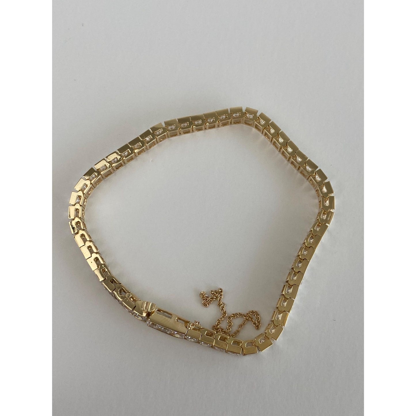 Solid 14k Yellow Gold Cubic Zirconia Tennis Bracelet - 6.75 inches