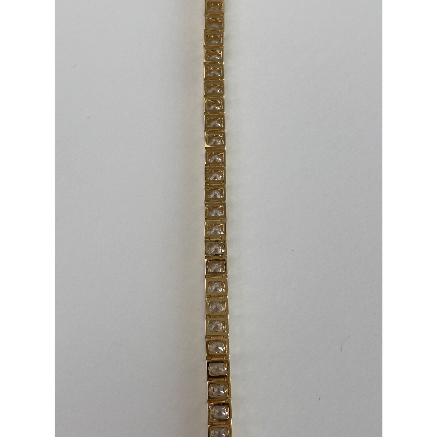 Solid 14k Yellow Gold Cubic Zirconia Tennis Bracelet - 6.75 inches