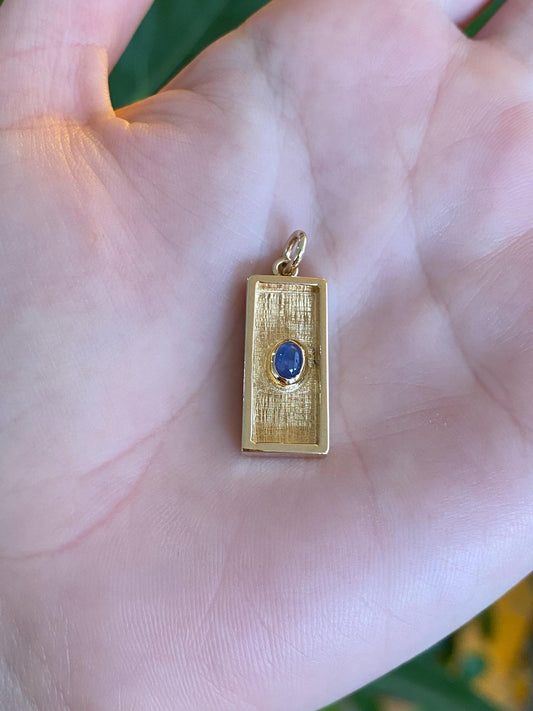 Vintage Solid 14k Yellow Gold Blue Star Sapphire Cufflink Conversion Charm