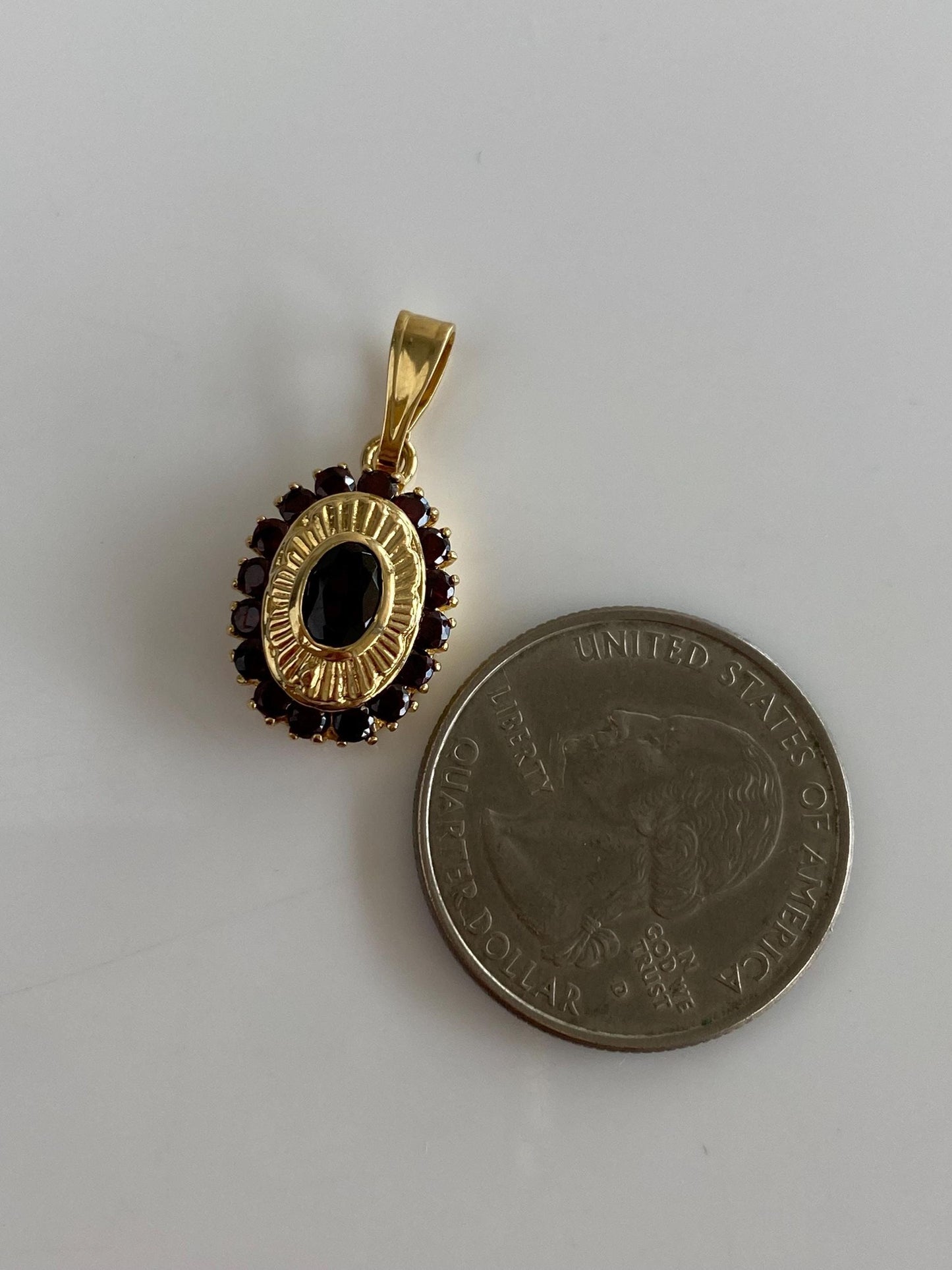 Vintage Solid 18k Yellow Gold Garnet Halo Charm