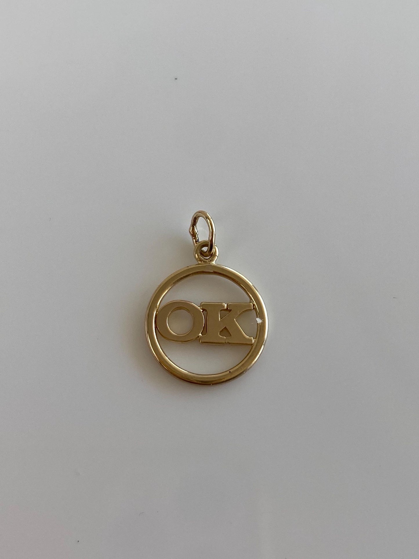 Solid 10k Yellow Gold OK Charm