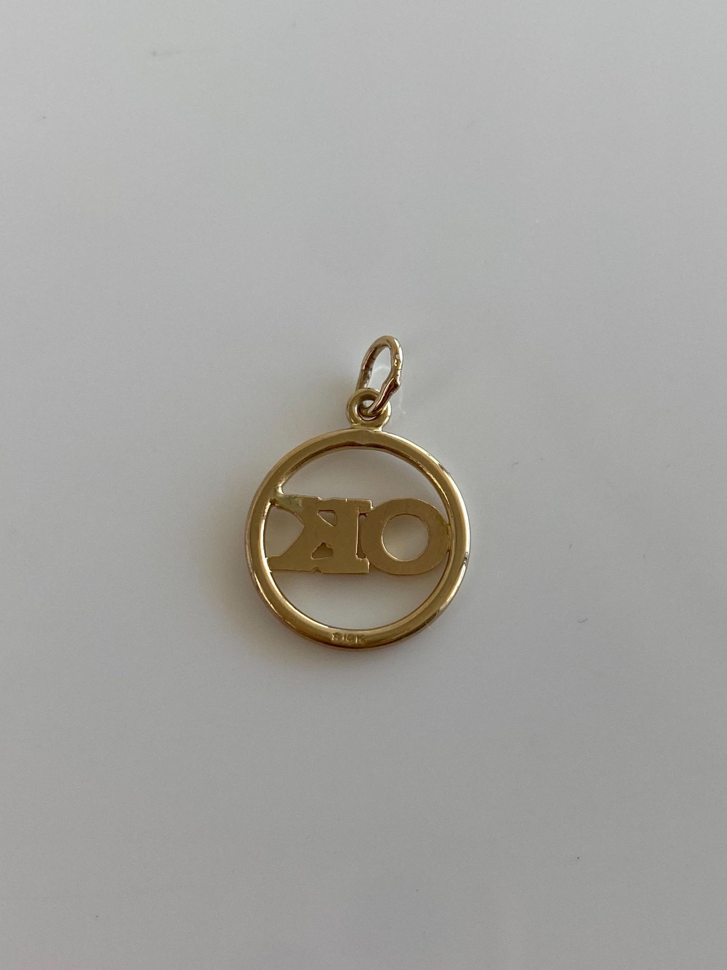 Solid 10k Yellow Gold OK Charm