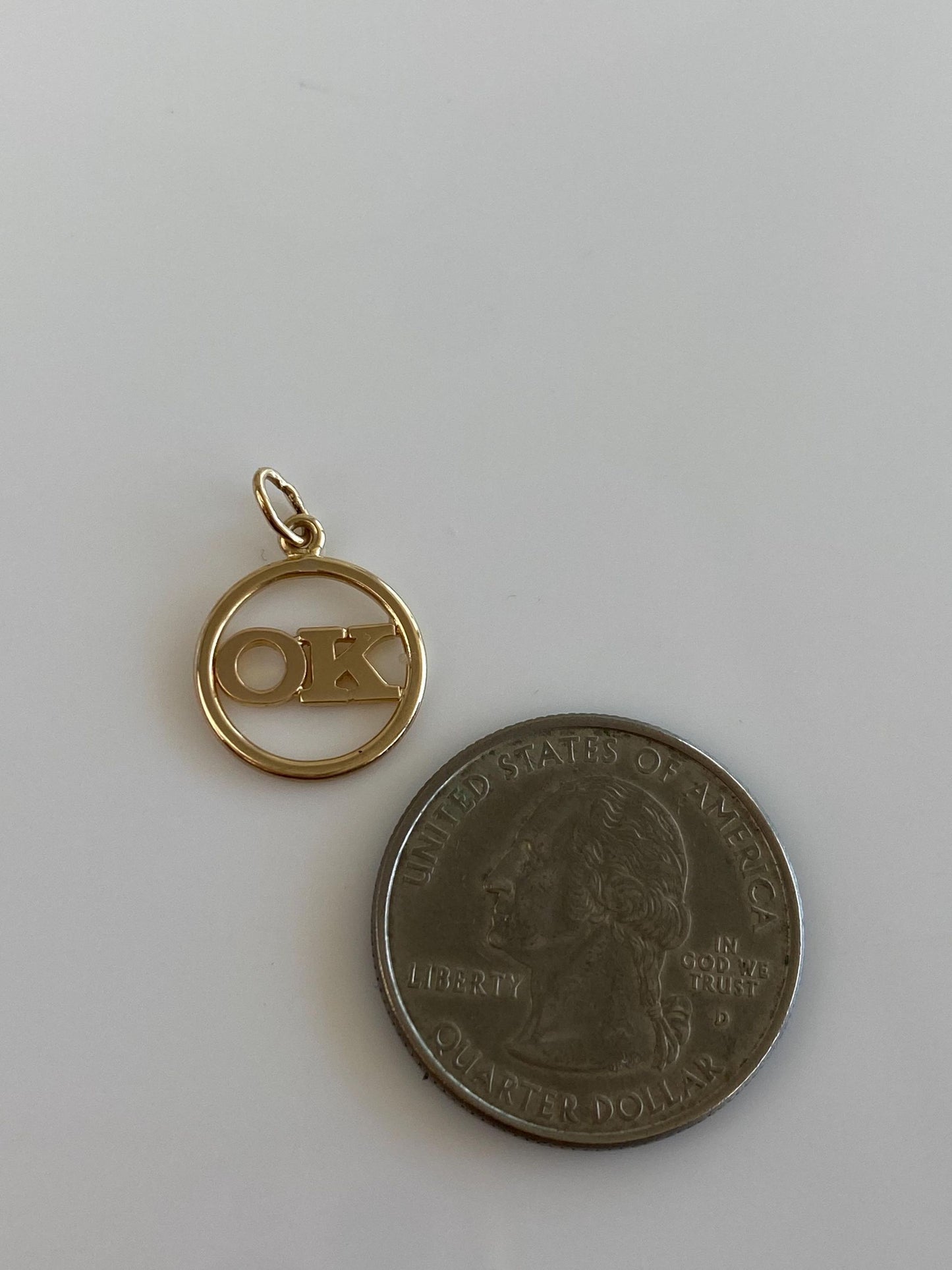 Solid 10k Yellow Gold OK Charm