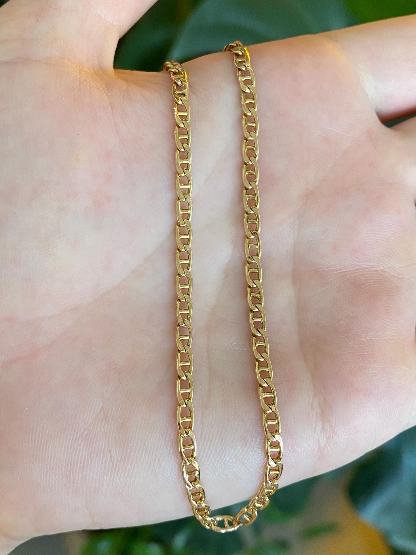 Vintage 10k Yellow Gold Mariner Link Anklet - 10.5 inches
