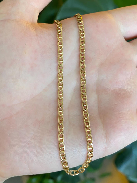 Vintage 10k Yellow Gold Mariner Link Anklet - 10.5 inches