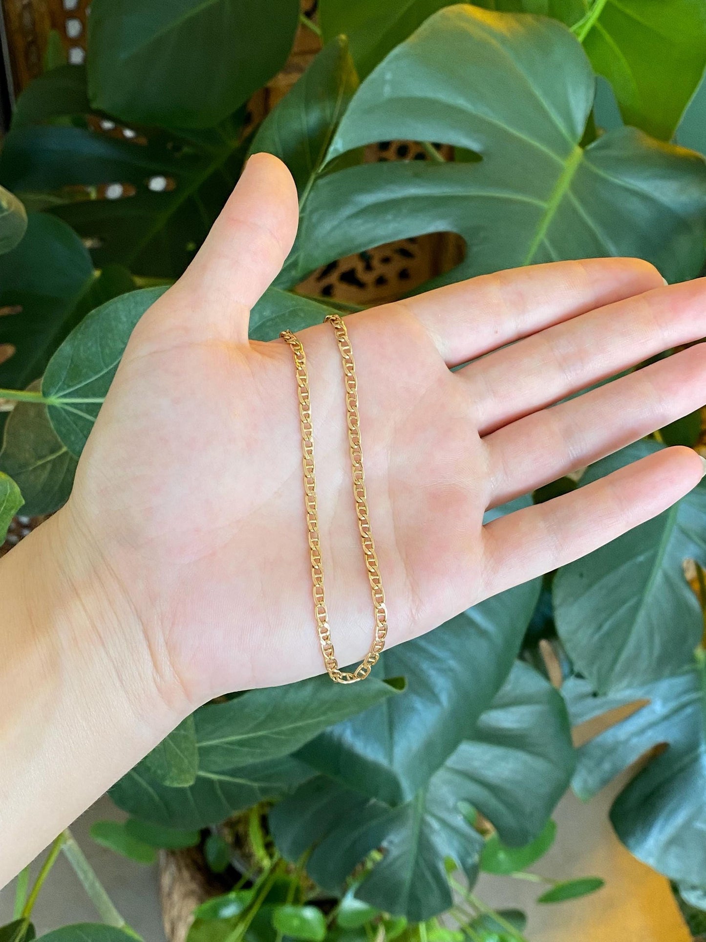Vintage 10k Yellow Gold Mariner Link Anklet - 10.5 inches
