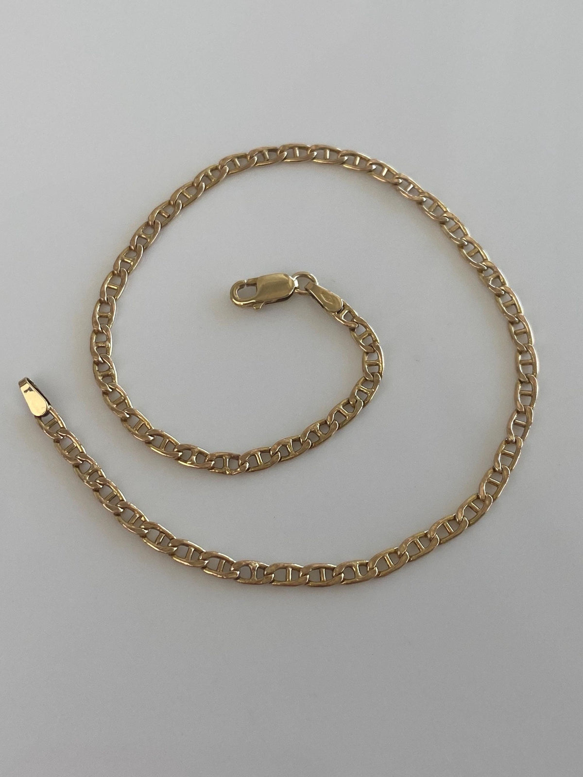 Vintage 10k Yellow Gold Mariner Link Anklet - 10.5 inches