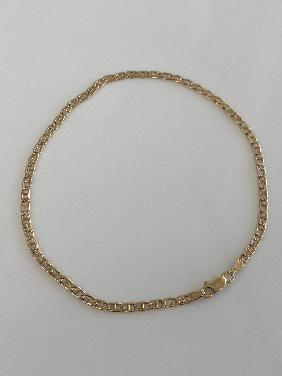 Vintage 10k Yellow Gold Mariner Link Anklet - 10.5 inches