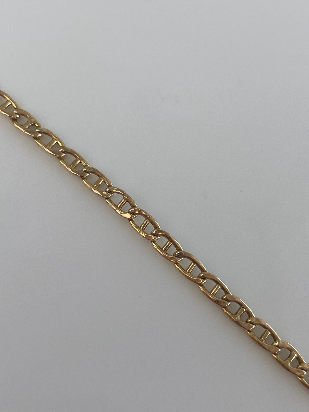 Vintage 10k Yellow Gold Mariner Link Anklet - 10.5 inches