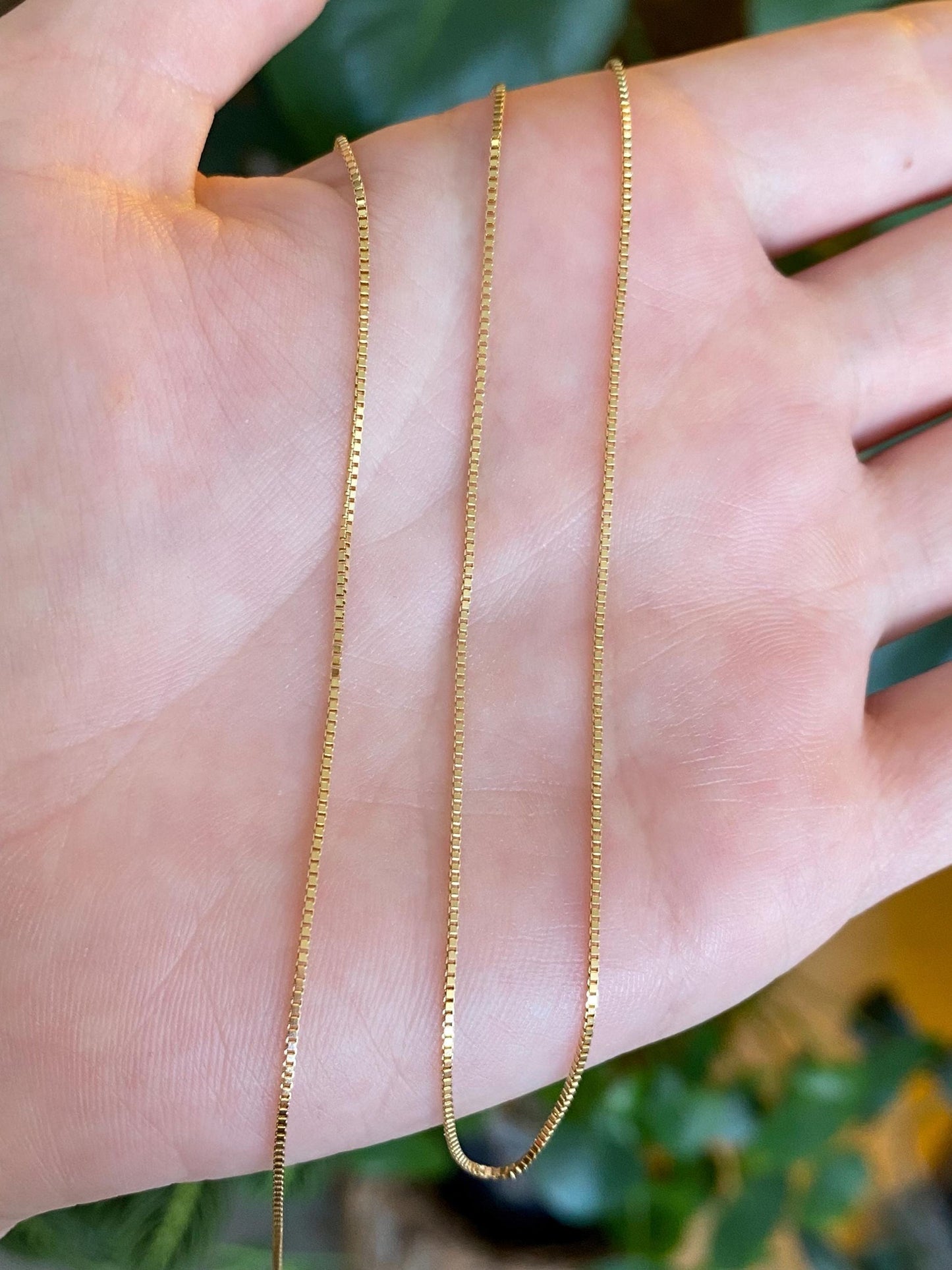 Vintage Solid 14k Yellow Gold Box Chain Necklace - 18 inches
