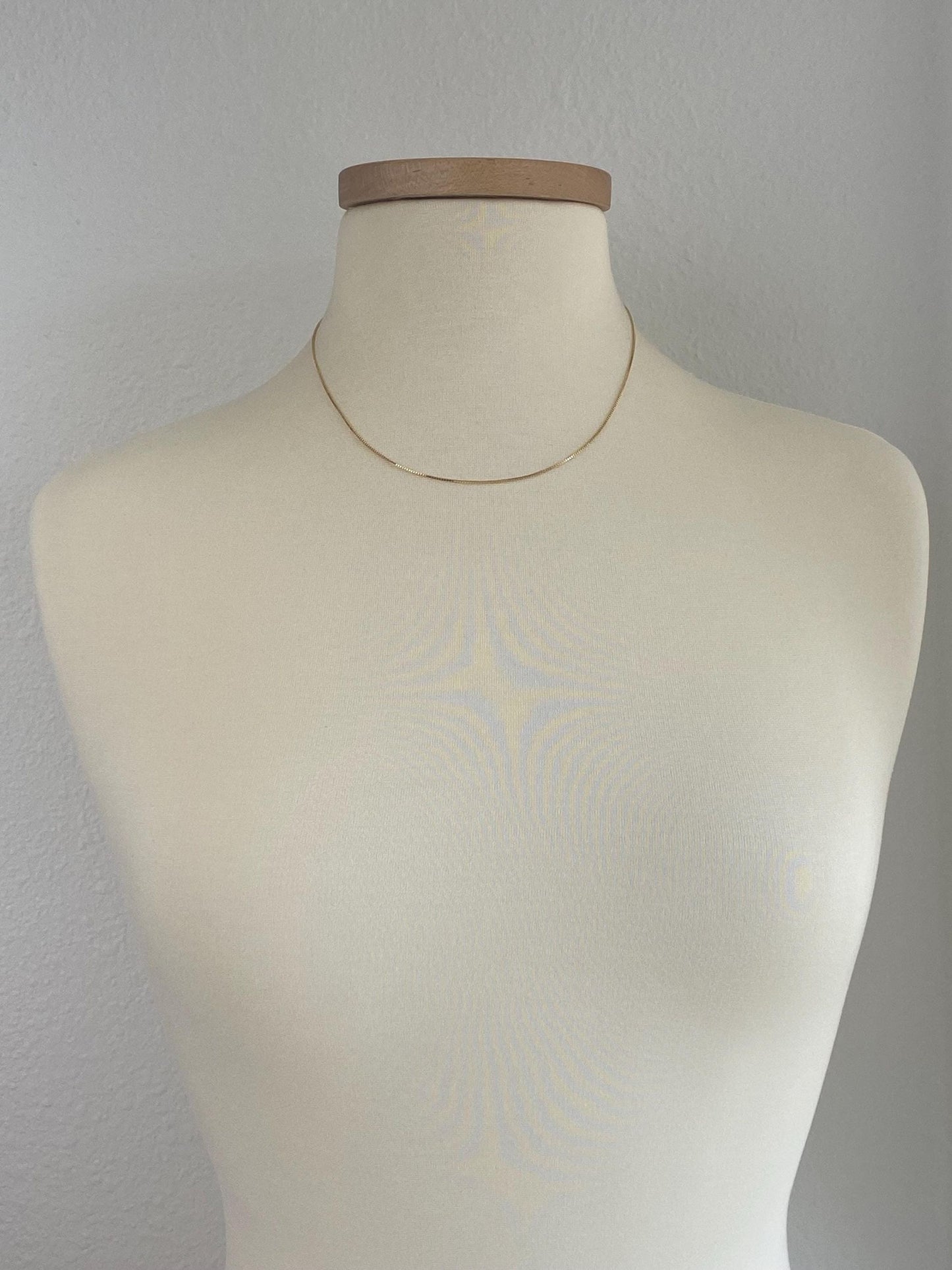 Vintage Solid 14k Yellow Gold Box Chain Necklace - 18 inches