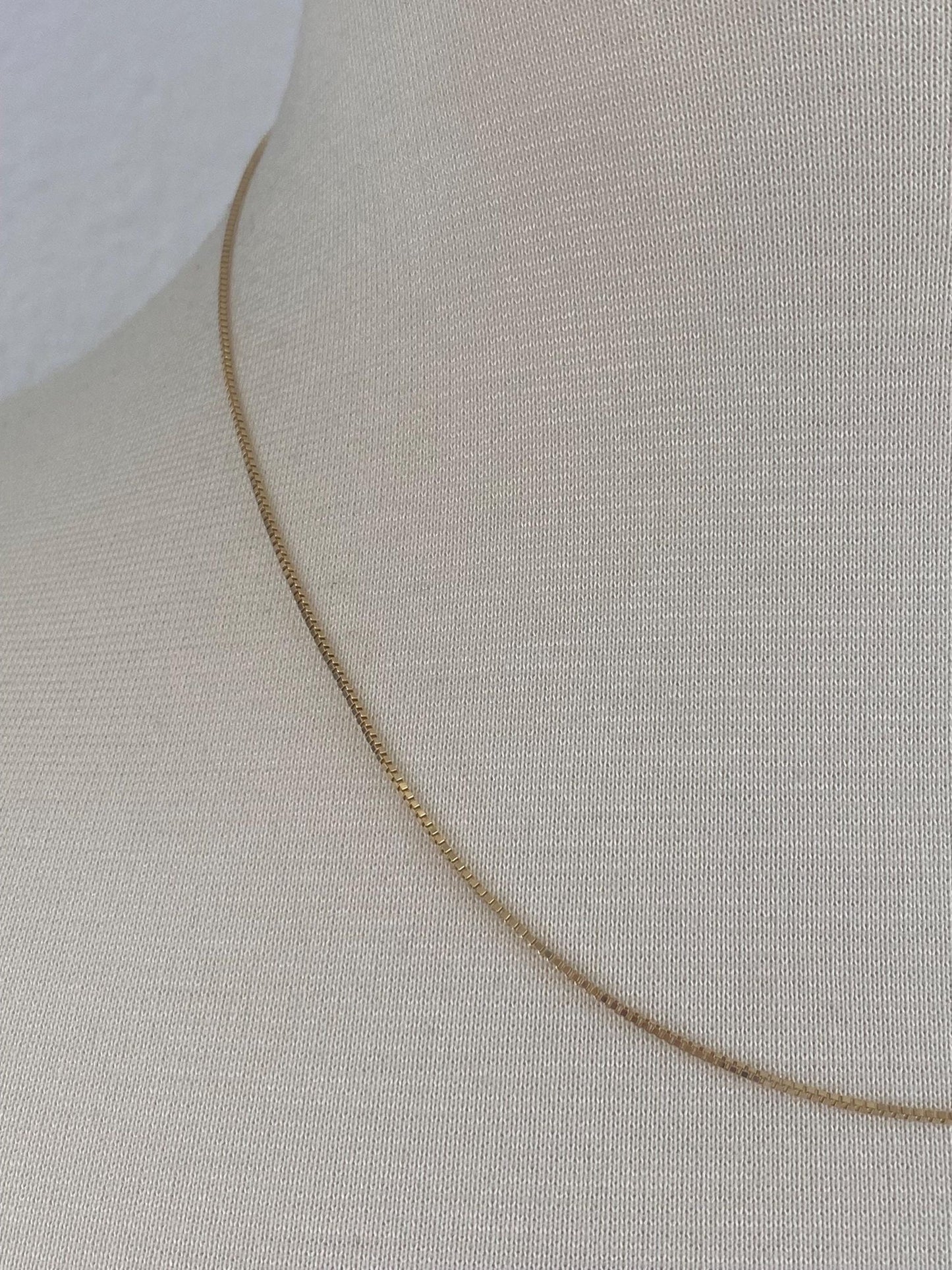 Vintage Solid 14k Yellow Gold Box Chain Necklace - 18 inches
