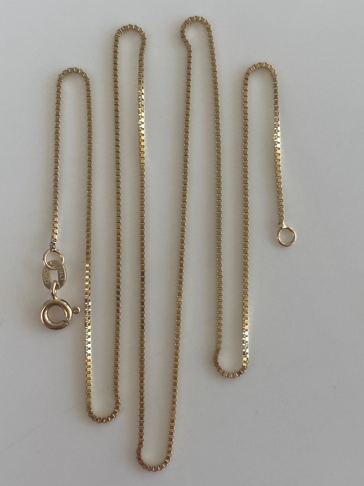 Vintage Solid 14k Yellow Gold Box Chain Necklace - 18 inches