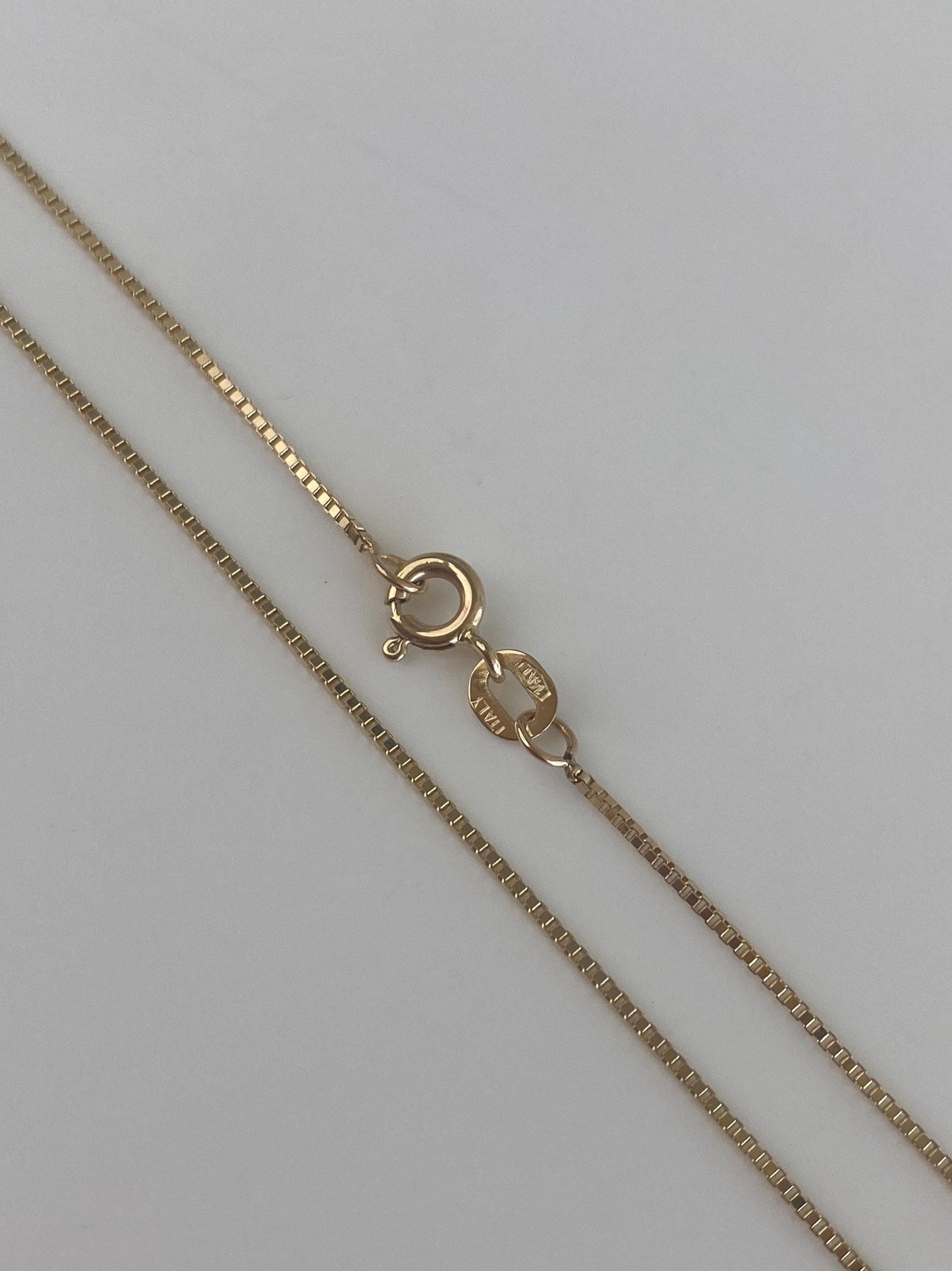 Vintage Solid 14k Yellow Gold Box Chain Necklace - 18 inches