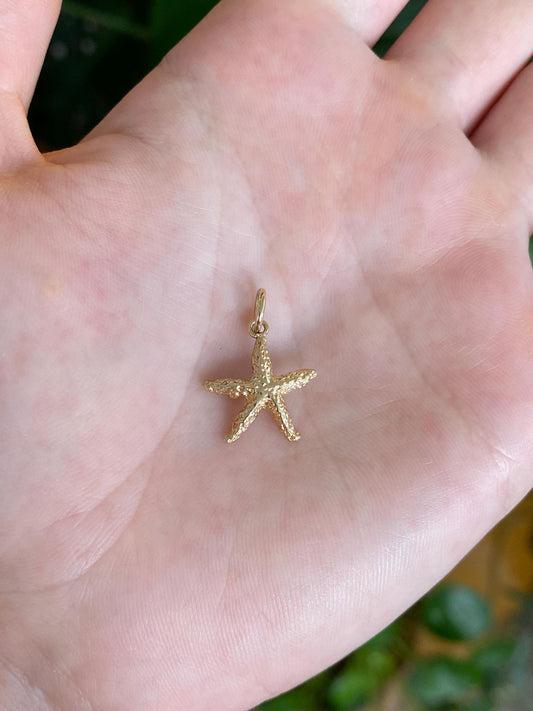 Vintage Solid 14k Yellow Gold Starfish Charm