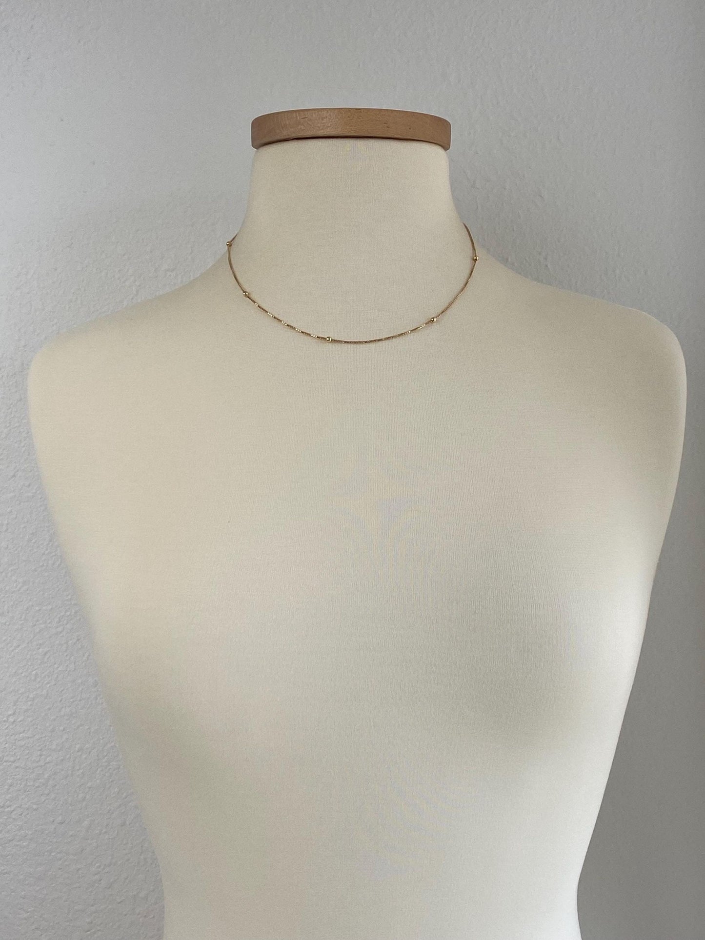 Vintage Solid 14k Yellow Gold Ball Bead Box Chain Necklace - 18 inches