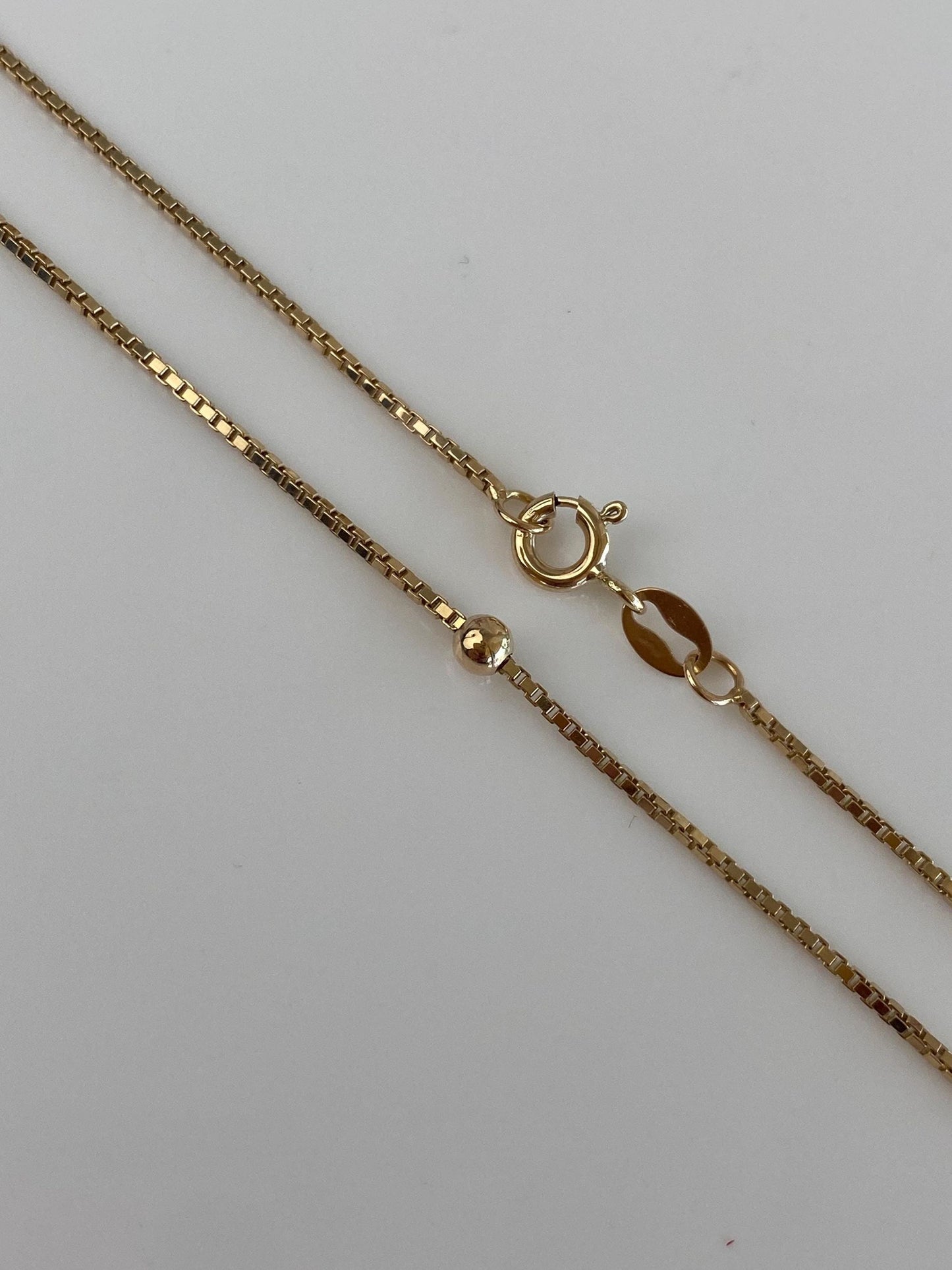 Vintage Solid 14k Yellow Gold Ball Bead Box Chain Necklace - 18 inches