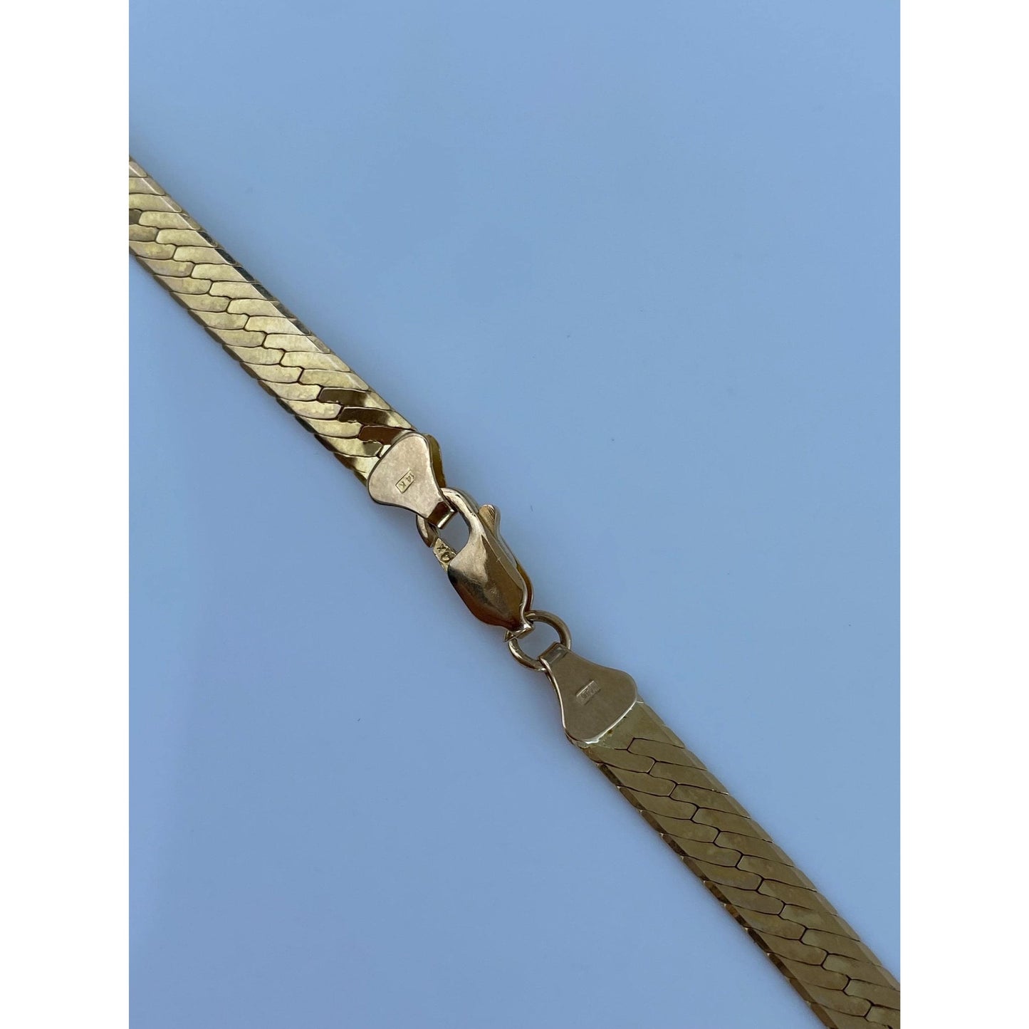 Vintage Solid 14k Yellow Gold Herringbone Chain Necklace - 24 inches