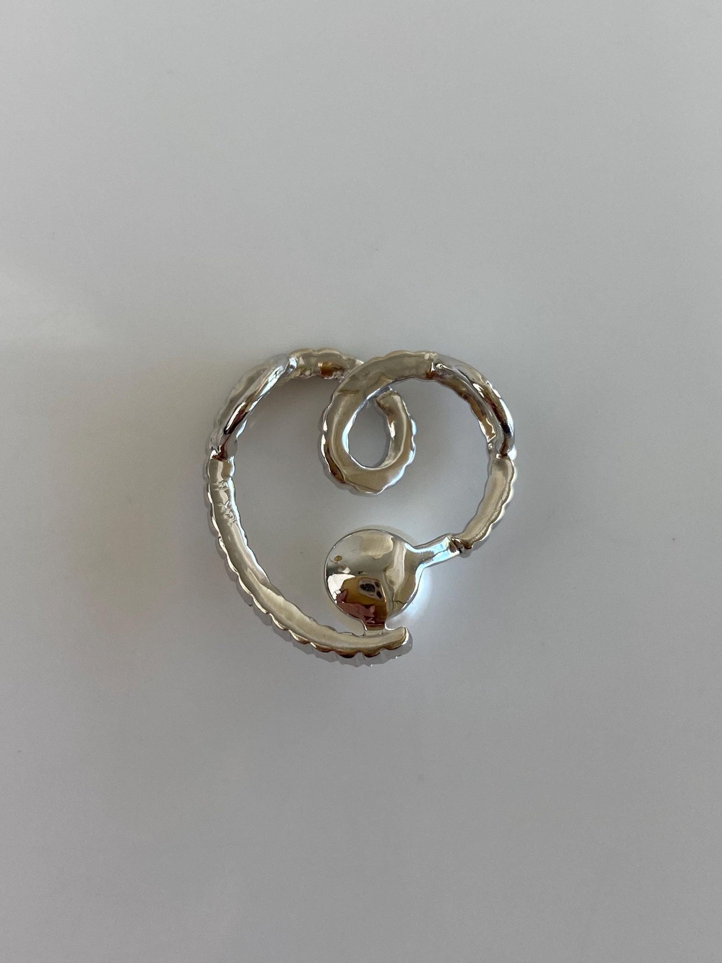 Vintage Solid 14k White Gold Diamond Pearl Heart Slide Charm