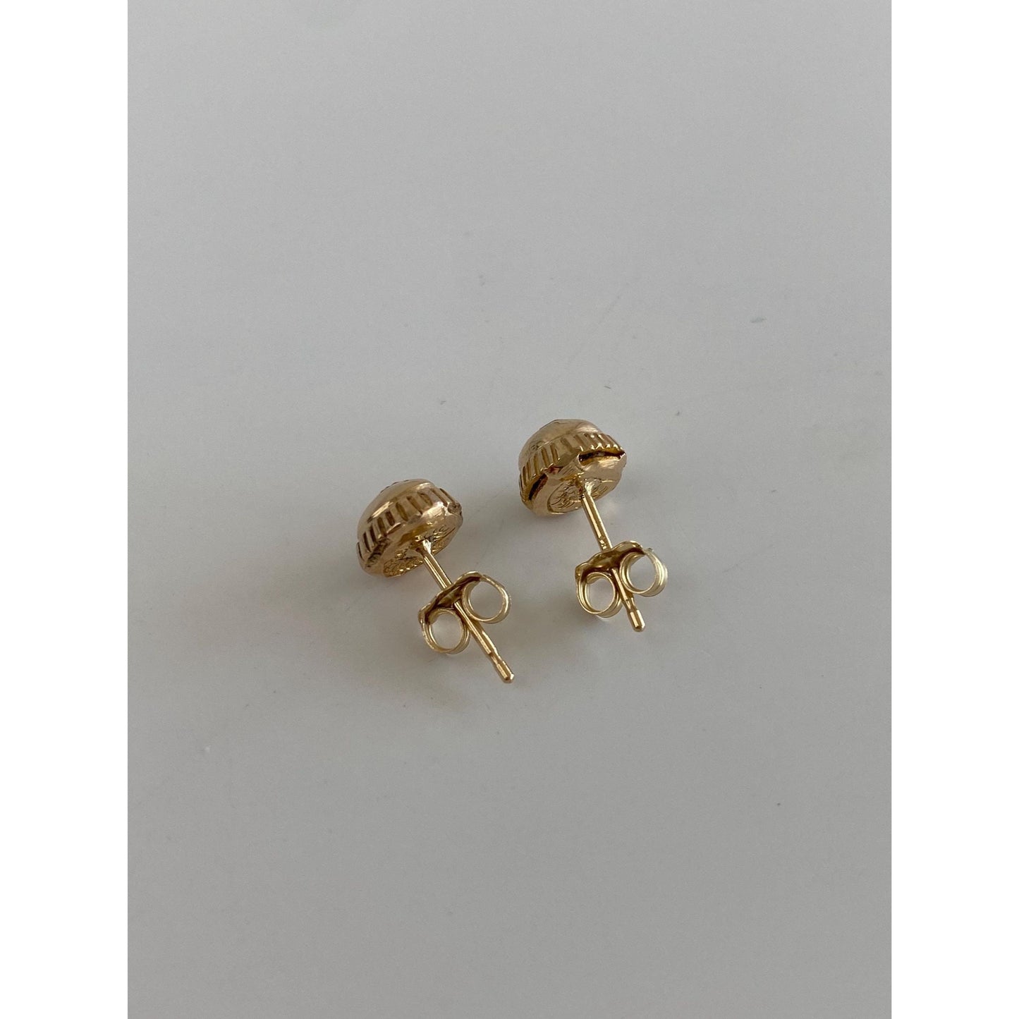 Vintage Solid 14k Yellow Gold Pink Sapphire Stud Earrings