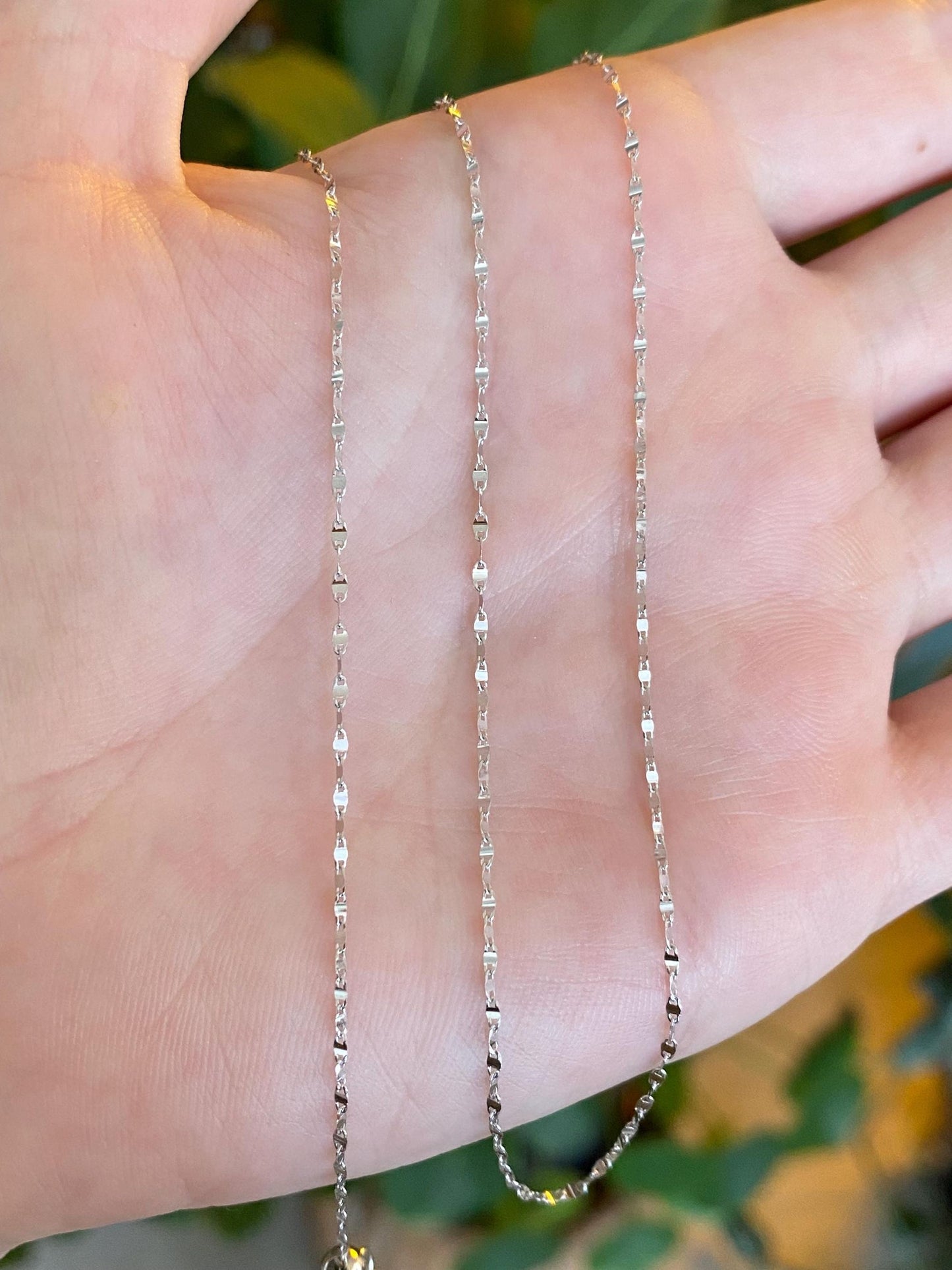 Vintage Solid 14k White Gold Adjustable Fancy Twist Chain Necklace - 20 inches