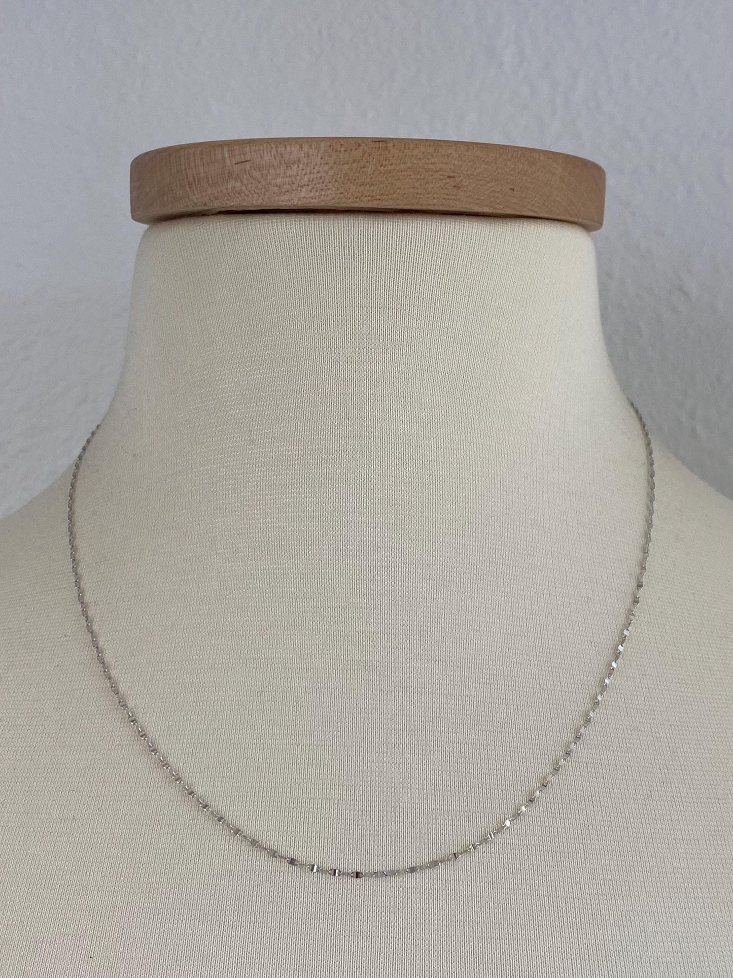 Vintage Solid 14k White Gold Adjustable Fancy Twist Chain Necklace - 20 inches