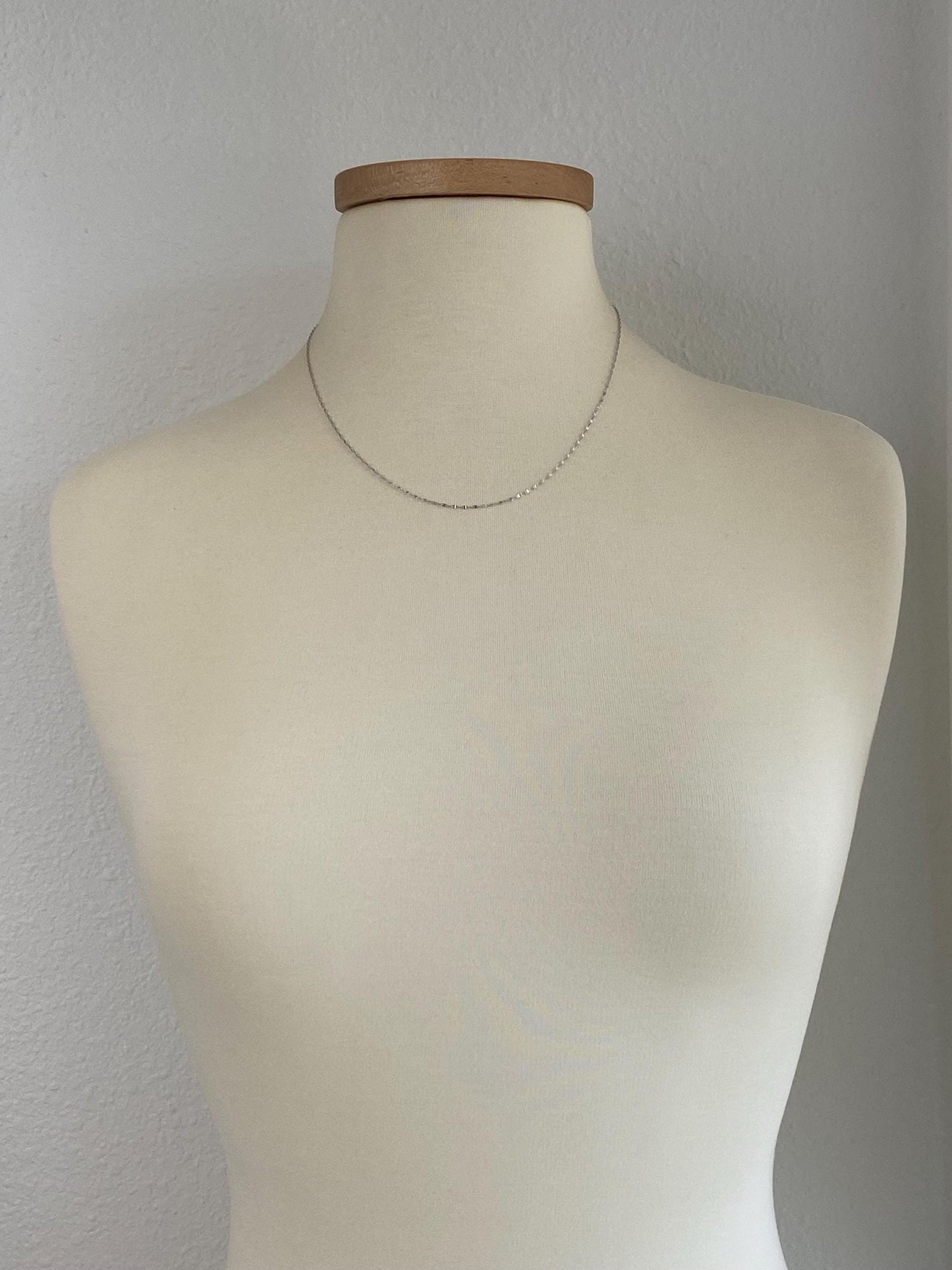 Vintage Solid 14k White Gold Adjustable Fancy Twist Chain Necklace - 20 inches