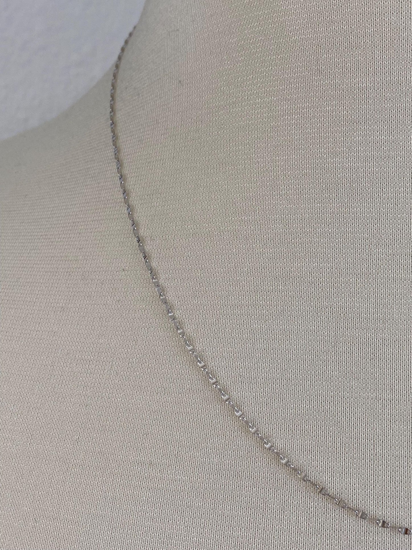 Vintage Solid 14k White Gold Adjustable Fancy Twist Chain Necklace - 20 inches
