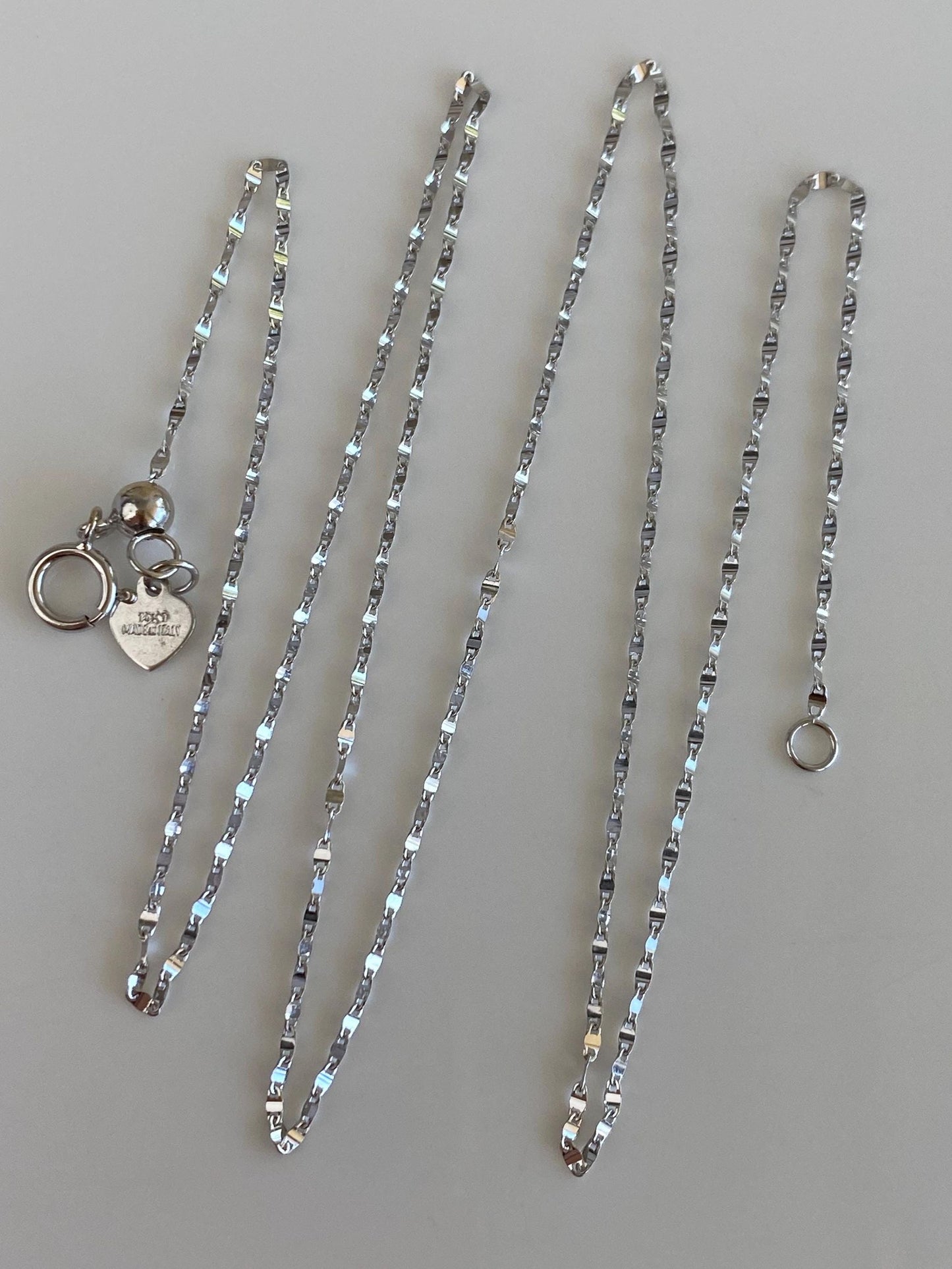 Vintage Solid 14k White Gold Adjustable Fancy Twist Chain Necklace - 20 inches