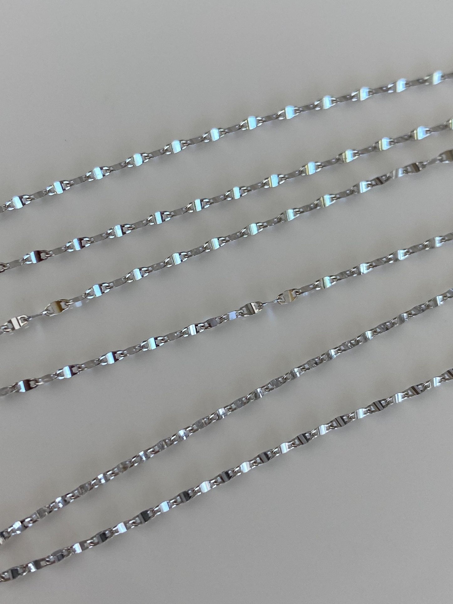 Vintage Solid 14k White Gold Adjustable Fancy Twist Chain Necklace - 20 inches