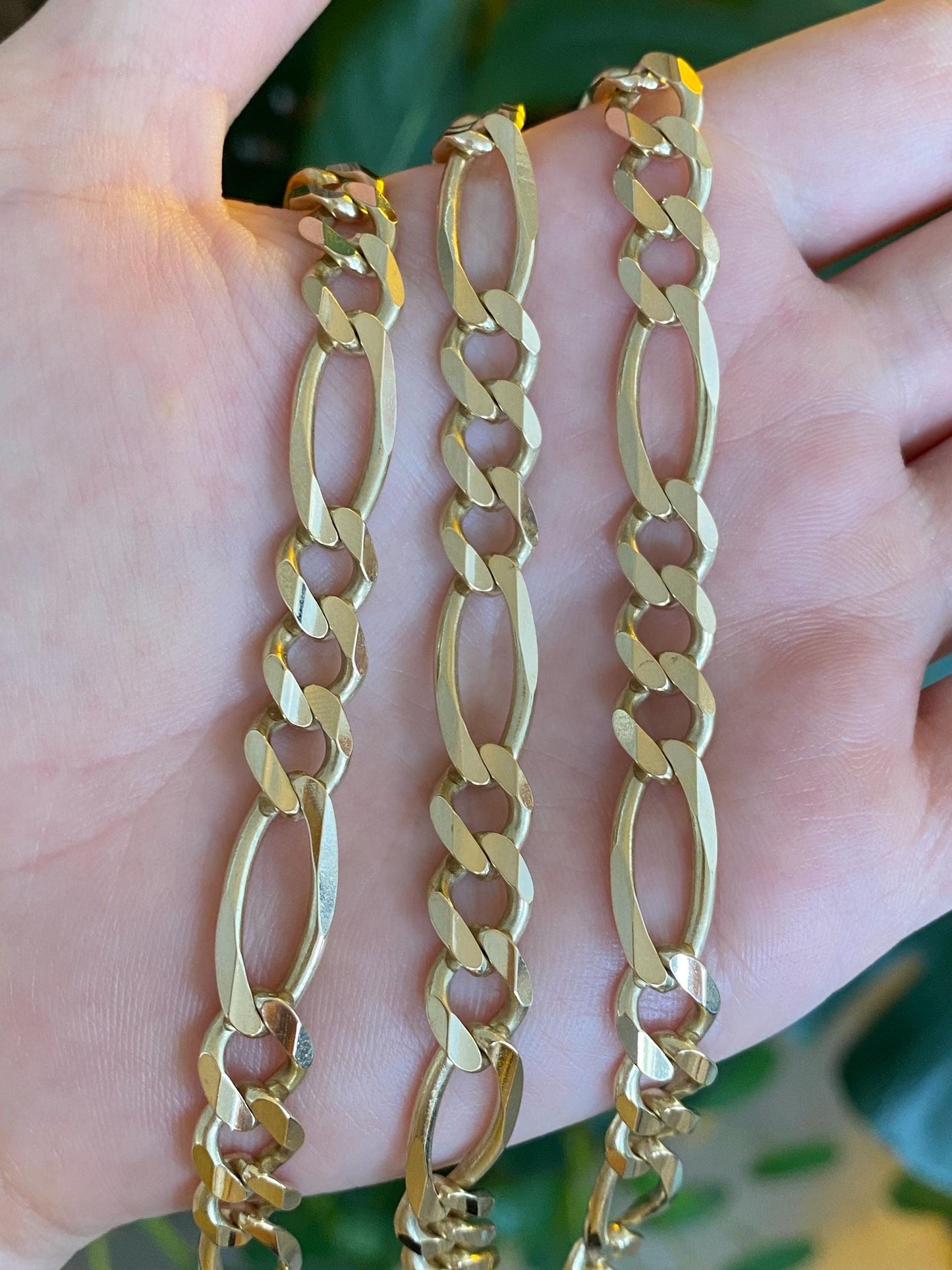 Vintage Solid 14k Yellow Gold Chunky Figaro Chain Necklace - 23.25 inches