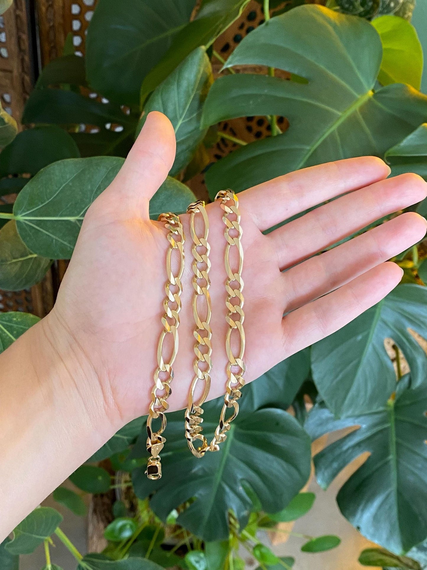 Vintage Solid 14k Yellow Gold Chunky Figaro Chain Necklace - 23.25 inches