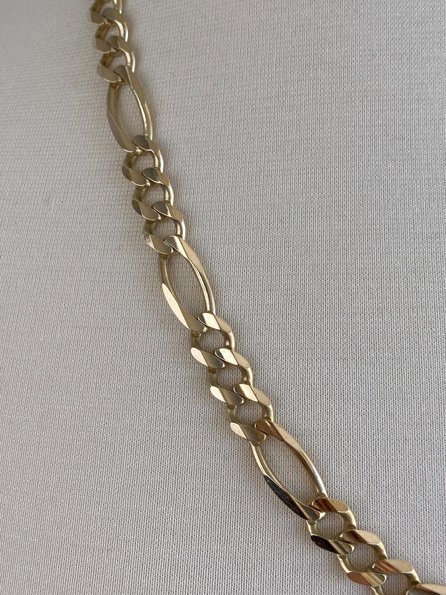 Vintage Solid 14k Yellow Gold Chunky Figaro Chain Necklace - 23.25 inches