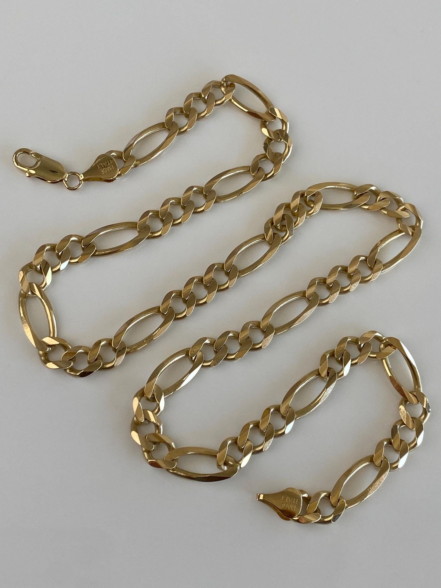 Vintage Solid 14k Yellow Gold Chunky Figaro Chain Necklace - 23.25 inches