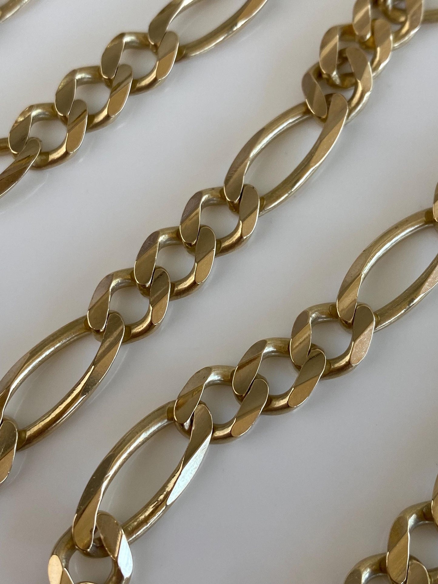 Vintage Solid 14k Yellow Gold Chunky Figaro Chain Necklace - 23.25 inches
