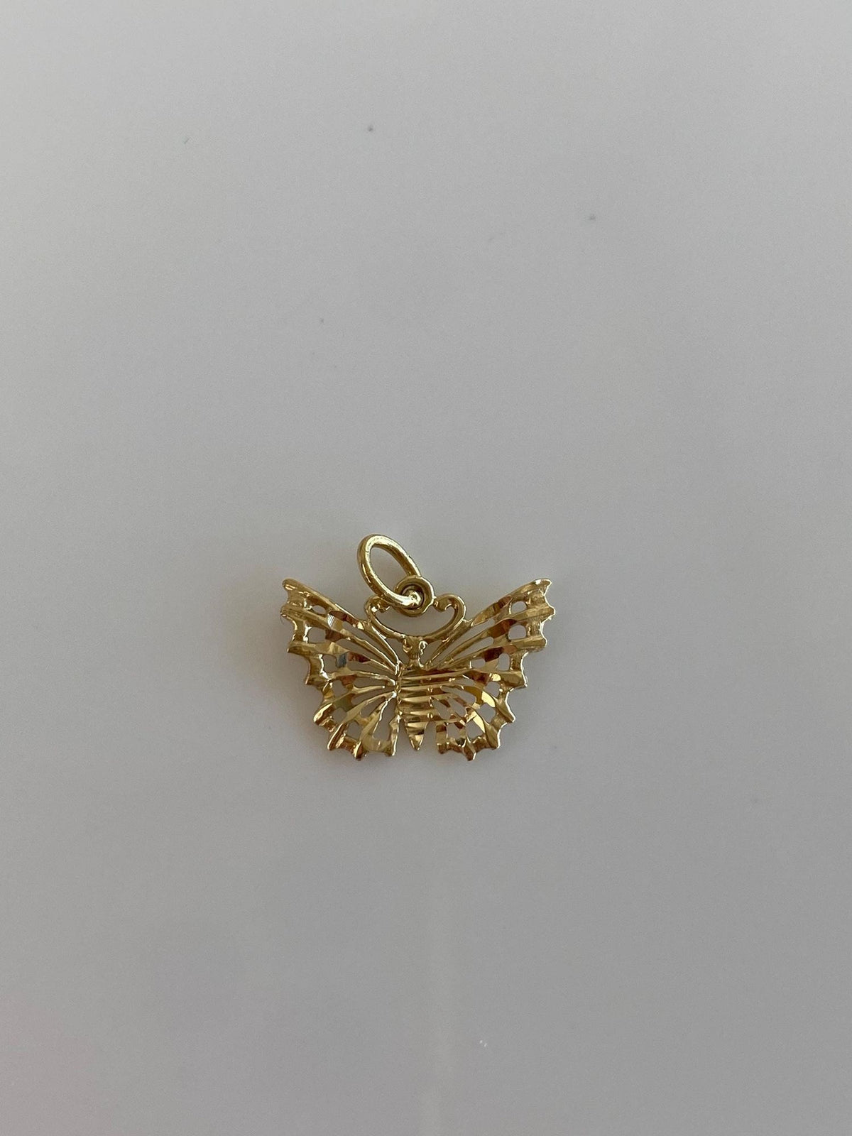 Vintage Solid 14k Yellow Gold Diamond Cut Butterfly Charm