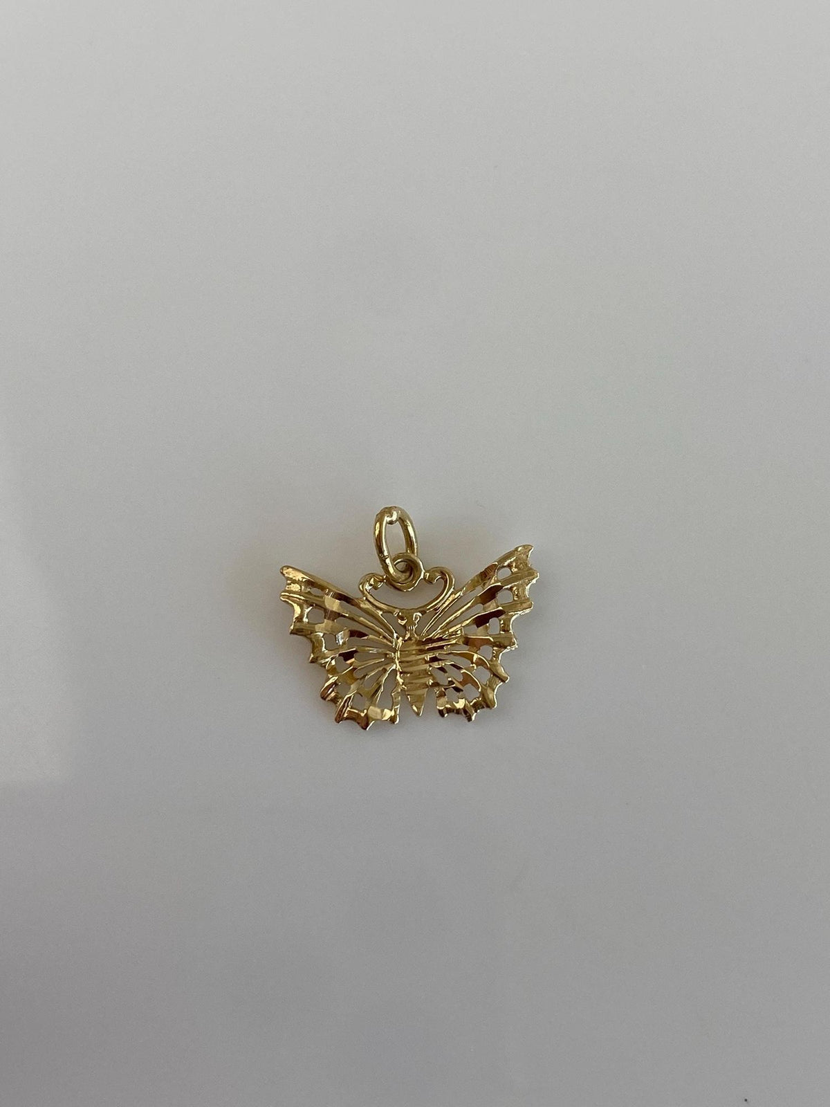 Vintage Solid 14k Yellow Gold Diamond Cut Butterfly Charm