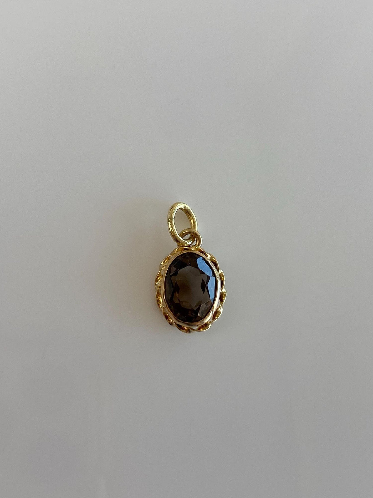Vintage Solid 14k Yellow Gold Smokey Quartz Charm