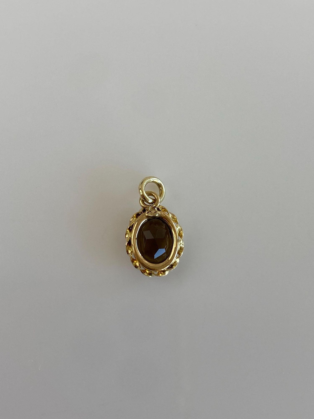Vintage Solid 14k Yellow Gold Smokey Quartz Charm