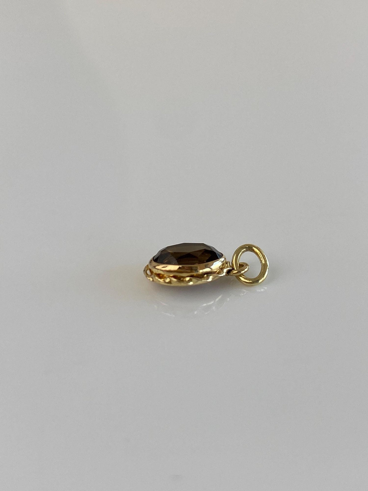 Vintage Solid 14k Yellow Gold Smokey Quartz Charm