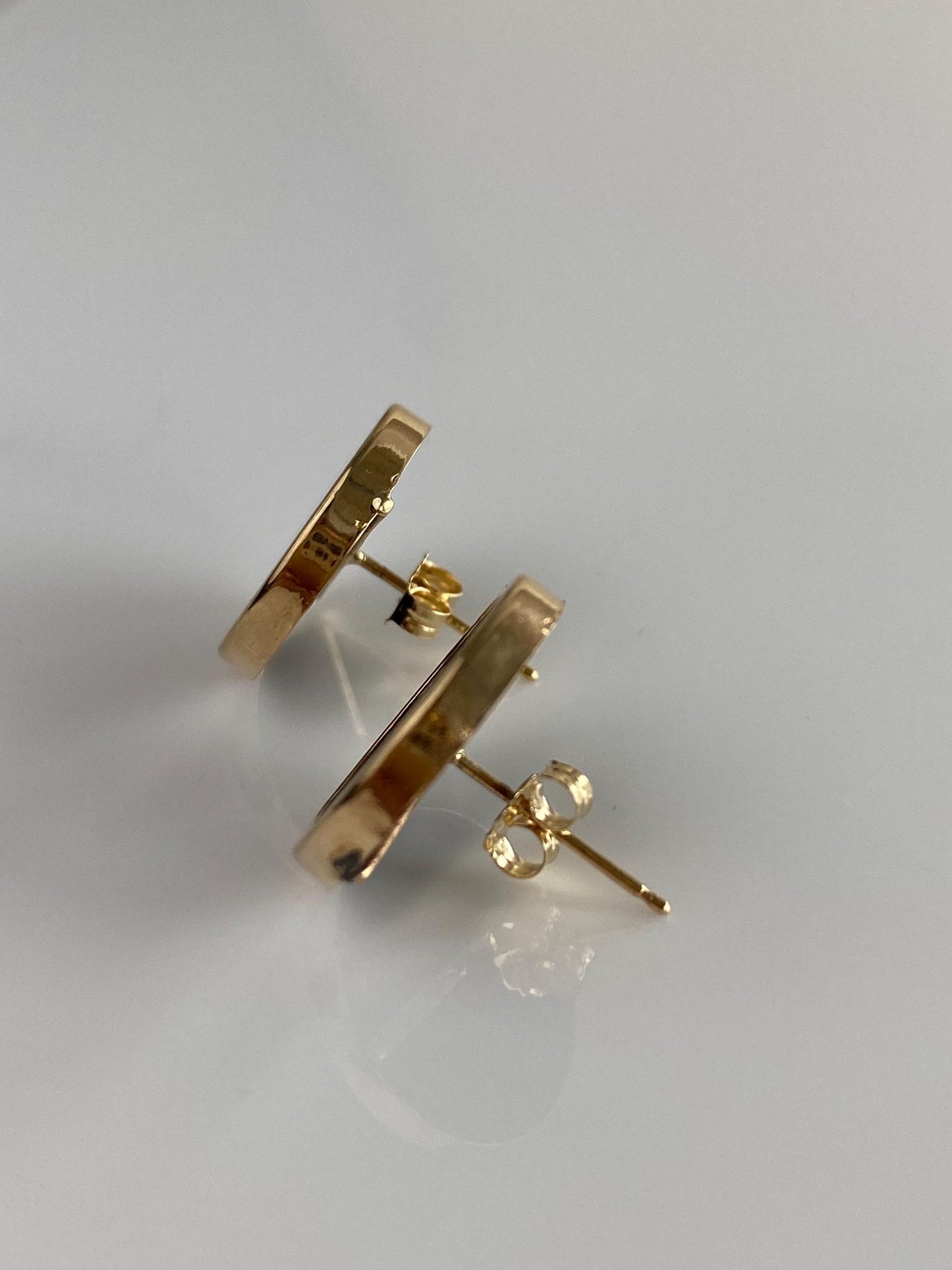 Vintage Solid 14k Yellow Gold Opal Mosaic Stud Earrings