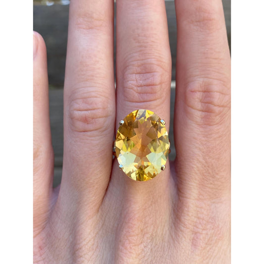 Vintage Solid 14k Yellow Gold Citrine Ring - Size 6