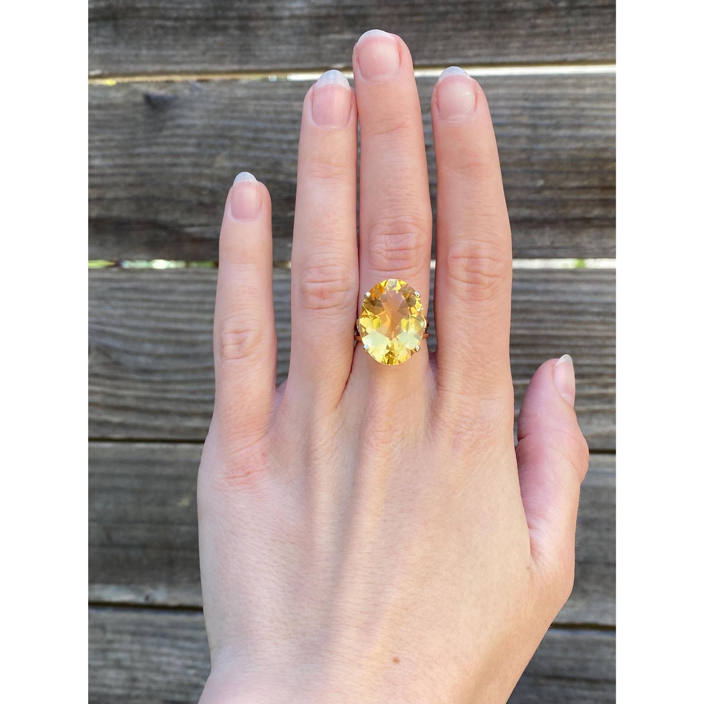 Vintage Solid 14k Yellow Gold Citrine Ring - Size 6