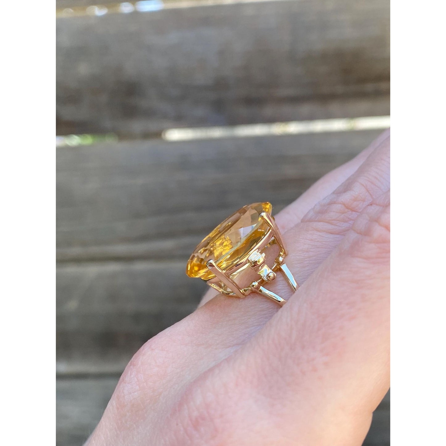 Vintage Solid 14k Yellow Gold Citrine Ring - Size 6