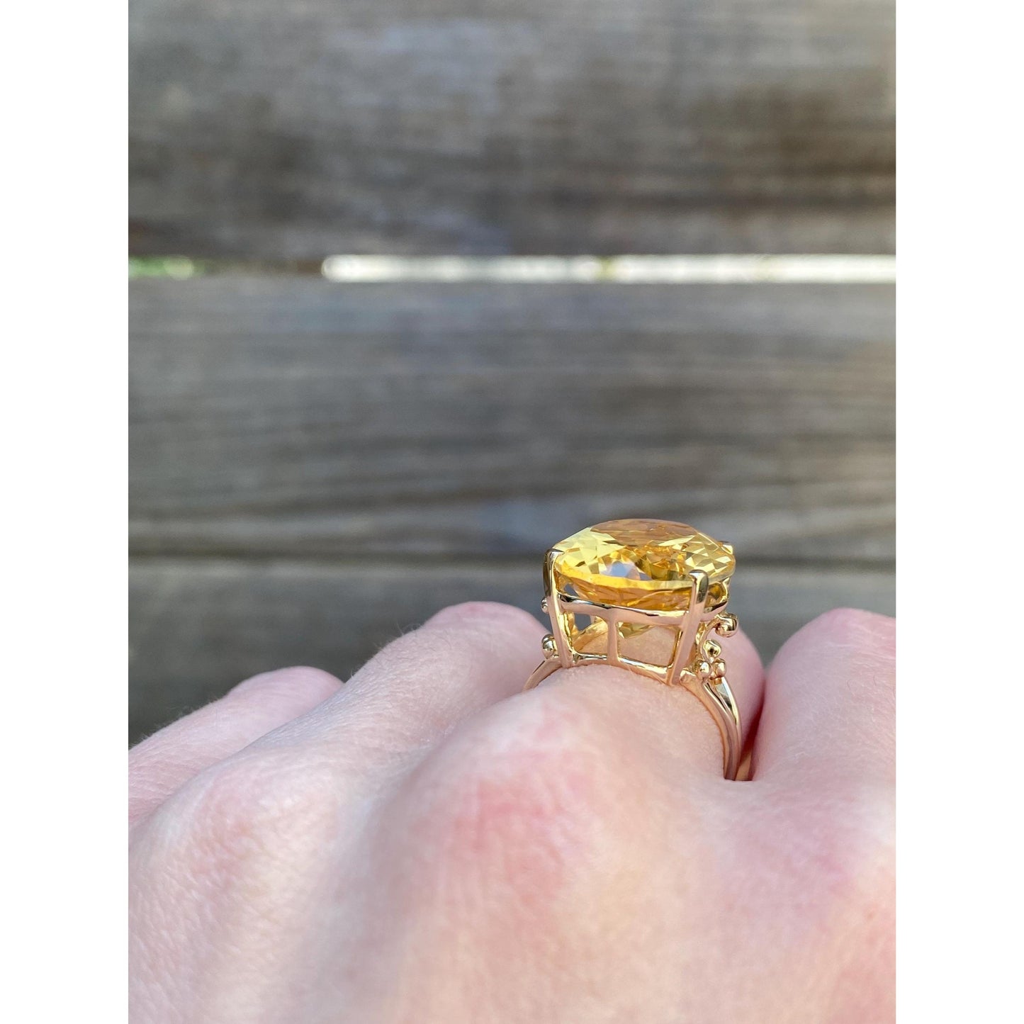 Vintage Solid 14k Yellow Gold Citrine Ring - Size 6