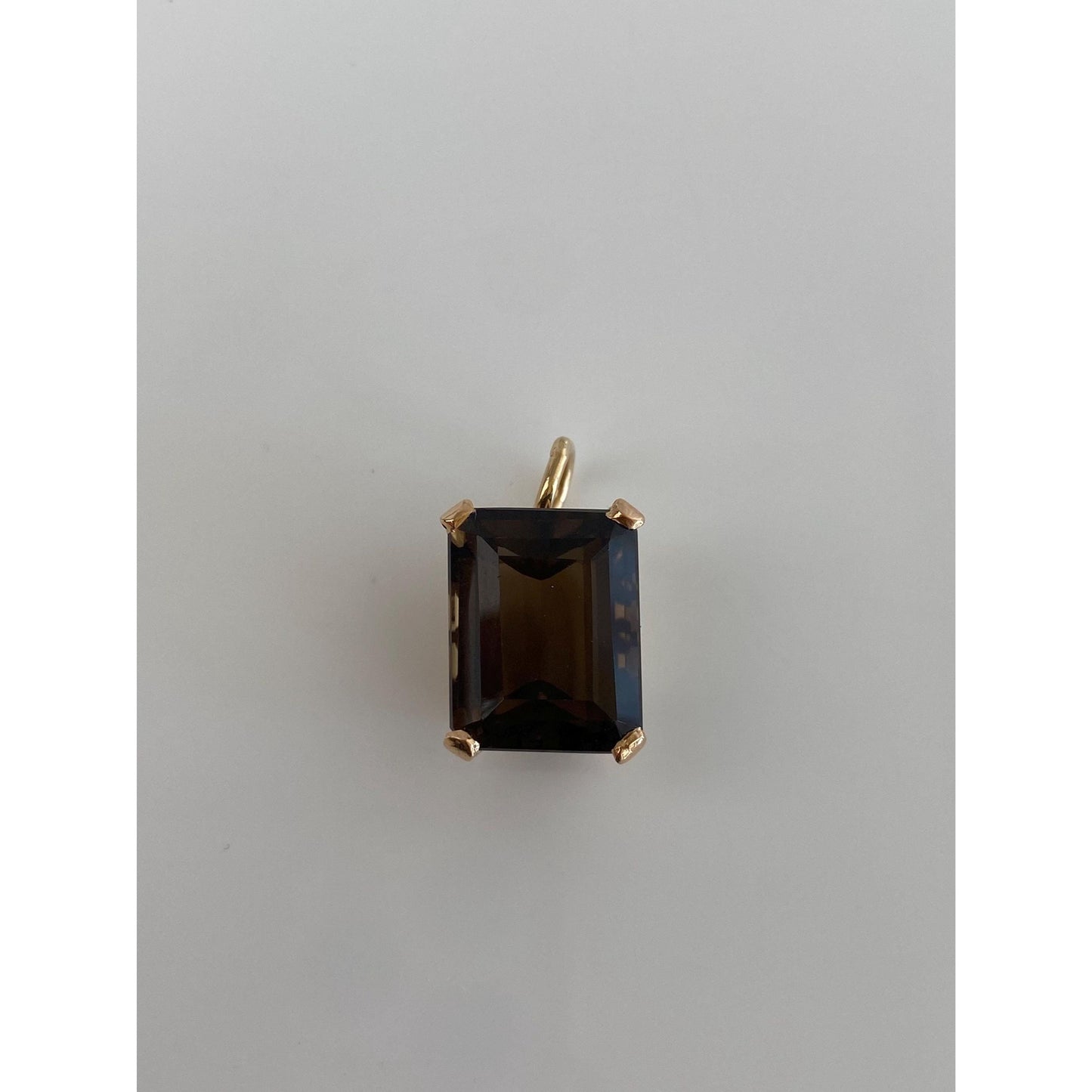 Vintage Solid 18k Yellow Gold Smokey Quartz Charm