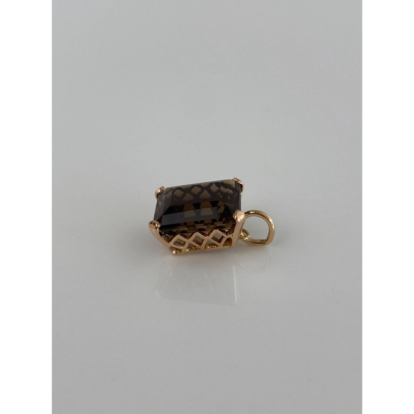 Vintage Solid 18k Yellow Gold Smokey Quartz Charm