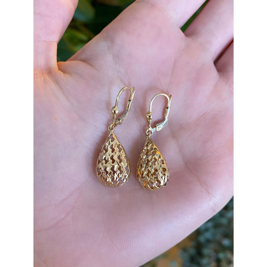 Vintage 14k Yellow Gold Filigree Dangle Earrings